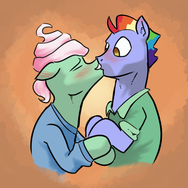 Size: 3000x3000 | Tagged: safe, artist:fumalunga, derpibooru import, bow hothoof, gentle breeze, blushing, gay, image, kissing, male, png