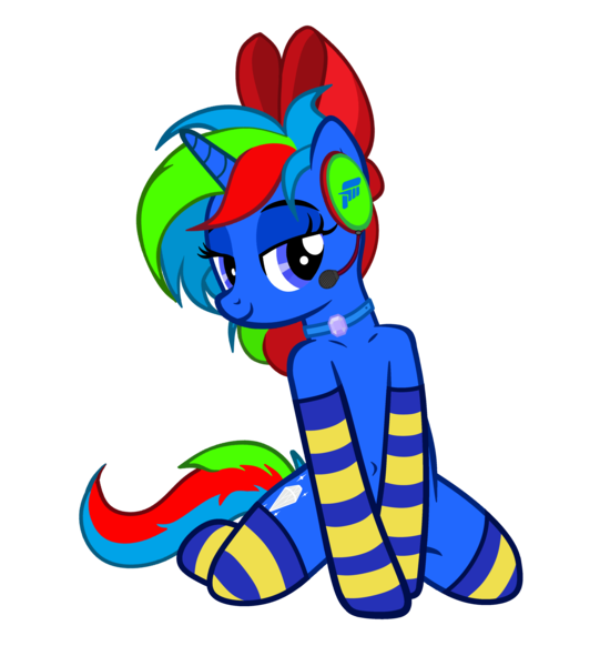 Size: 3556x3877 | Tagged: safe, artist:equestria secret guard, derpibooru import, oc, oc:shining star, unofficial characters only, pony, unicorn, bedroom eyes, belly button, clothes, collarbone, female, horn, image, jewelry, kneeling, looking at you, mare, necklace, png, sexy, shoulder, simple background, socks, striped socks, transparent background, unicorn oc