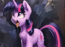 Size: 704x512 | Tagged: suggestive, derpibooru import, machine learning generated, stable diffusion, twilight sparkle, pony, unicorn, ahegao, ai content, butt, cheek fluff, chest fluff, cute, cutie mark, detailed, detailed hair, ear fluff, eyes open, full body, fur, horn, horns, image, looking at you, oil, oil painting, open mouth, plot, png, quality, smiling, solo, standing, tongue out, traditional art, twiabetes, wide eyes