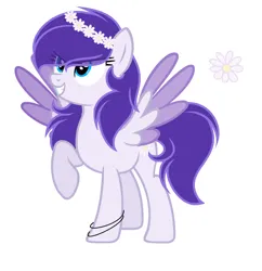 Size: 1718x1774 | Tagged: safe, artist:azulsnow, derpibooru import, oc, oc:allium snow, pegasus, pony, base used, female, floral head wreath, flower, image, mare, o, png, simple background, sol, white background