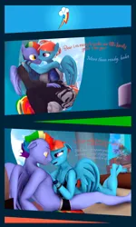 Size: 3000x5000 | Tagged: suggestive, artist:shadowuwu, derpibooru import, bow hothoof, windy whistles, anthro, pegasus, plantigrade anthro, 3d, and that's how rainbow dash was made, bra, breasts, briefs, busty windy whistles, clothes, comic, commission, commissioner:nerothewizard, cute, dialogue, female, husband and wife, image, imminent sex, male, multicolored hair, png, shipping, straight, underwear, wholesome, windyhoof, wings