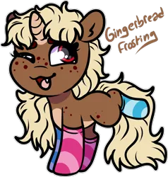 Size: 1312x1381 | Tagged: safe, artist:sexygoatgod, derpibooru import, oc, oc:gingerbread frosting, unofficial characters only, pony, unicorn, adoptable, chibi, female, image, png, sale, simple background, solo, transparent background