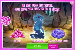 Size: 1961x1297 | Tagged: safe, derpibooru import, idw, official, larry, shadowfright, advertisement, costs real money, english, gameloft, gem, idw showified, image, jpeg, magic coins, male, mobile game, my little pony: magic princess, nightmare creature, nightmare forces, numbers, sale, solo, solo focus, text