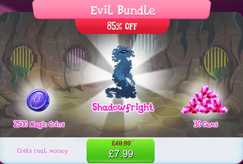 Size: 1266x860 | Tagged: safe, derpibooru import, idw, official, larry, shadowfright, bundle, costs real money, english, gameloft, gem, idw showified, image, jpeg, magic coins, male, mobile game, my little pony: magic princess, nightmare creature, nightmare forces, numbers, sale, solo, solo focus, text