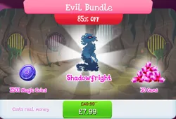 Size: 1266x860 | Tagged: safe, derpibooru import, idw, official, larry, shadowfright, bundle, costs real money, english, gameloft, gem, idw showified, image, jpeg, magic coins, male, mobile game, my little pony: magic princess, nightmare creature, nightmare forces, numbers, sale, solo, solo focus, text