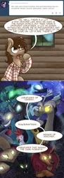 Size: 600x1649 | Tagged: safe, artist:supernaturalismagic, derpibooru import, discord, nightmare moon, queen chrysalis, ponified, changeling, changeling queen, cockatrice, diamond dog, draconequus, earth pony, hydra, manticore, pony, timber wolf, ask, crossover, female, glow, glowing eyes, image, male, multiple heads, png, sam winchester, stallion