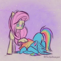 Size: 576x576 | Tagged: safe, artist:flutterberrypie, derpibooru import, fluttershy, rainbow dash, pegasus, pony, the crystalling, blushing, comforting, covering eyes, covering face, cute, despair, double facehoof, face down ass up, facehoof, female, flutterdash, frown, head pat, image, lesbian, mare, pat, petting, png, sad, shipping, snow, snowfall, spread wings, wings
