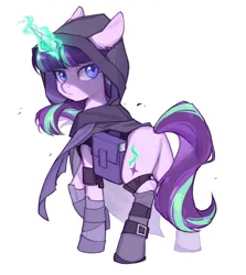 Size: 1827x2048 | Tagged: safe, artist:7hundredt, derpibooru import, starlight glimmer, pony, unicorn, cloak, clothes, female, image, jpeg, magic, magic aura, mare, simple background, solo, white background