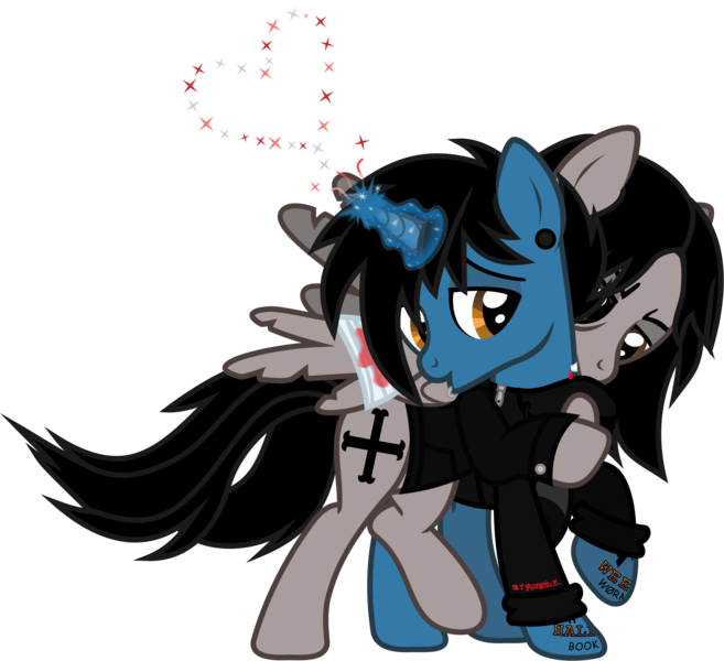 Size: 1694x1547 | Tagged: safe, artist:lightningbolt, derpibooru import, ponified, pegasus, pony, undead, unicorn, vampire, vampony, .svg available, bandage, biting, blood, broken wing, clothes, derpibooru exclusive, drinking blood, duo, duo male, ear piercing, fangs, fireworks, frank iero, gauges, gerard way, glow, glowing horn, grabbing, hair over one eye, hooves, horn, horn piercing, image, jacket, lidded eyes, lip piercing, long sleeves, looking back, magic, male, my chemical romance, neck biting, open mouth, partially open wings, piercing, png, raised hoof, raised leg, scarf, show accurate, simple background, stallion, standing, striped scarf, tattered, tattered wings, tattoo, transparent background, vector, wings