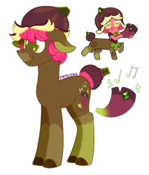 Size: 1700x2000 | Tagged: safe, artist:turtle trash, derpibooru import, ponified, pony, cloven hooves, cookie run, crossover, fig cookie, hat, image, male, png, simple background, solo, transparent background