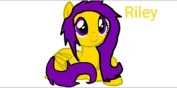 Size: 823x410 | Tagged: safe, derpibooru import, oc, oc:riley, unofficial characters only, pegasus, pony, base used, image, intersex, intersex pride flag, not fluttershy, png, pride, pride flag, purple eyes, purple hair, purple tail, simple background, sitting, smiling, solo, tail, text, white background, yellow coat