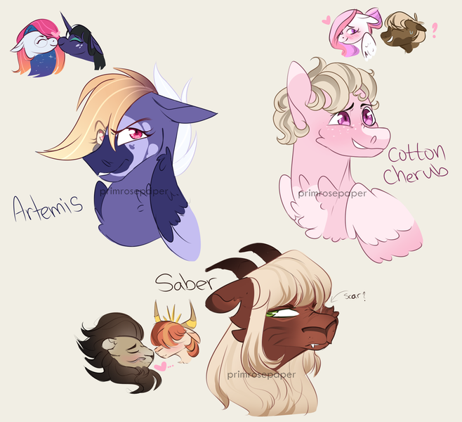 Size: 2000x1823 | Tagged: safe, artist:primrosepaper, derpibooru import, oc, oc:artemis, oc:chronos, oc:cotton cherub, oc:love dove, oc:moonlight sonata, oc:nova dash, oc:saber, oc:tough cookie, oc:yelrah, unofficial characters only, hybrid, original species, pegasus, pony, unicorn, yakony, boop, bust, cream background, female, image, interspecies offspring, lesbian, magical gay spawn, magical lesbian spawn, male, multiple parents, noseboop, oc x oc, offspring, offspring shipping, offspring's offspring, parent:applejack, parent:discord, parent:doctor whooves, parent:dumbbell, parent:fluttershy, parent:hoops, parent:oc:chronos, parent:oc:love dove, parent:oc:moonlight sonata, parent:oc:nova dash, parent:oc:tough cookie, parent:oc:yelrah, parent:pinkie pie, parent:prince rutherford, parent:princess cadance, parent:princess celestia, parent:princess luna, parent:rainbow dash, parent:rarity, parent:shining armor, parent:twilight sparkle, parents:dumbhoops, parents:lunacord, parents:oc x oc, parents:omniship, parents:rutherlestia, parents:shiningcadance, parents:whoovescord, png, shipping, simple background, straight