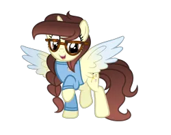 Size: 2753x2185 | Tagged: safe, artist:darbypop1, derpibooru import, oc, oc:darby, alicorn, pony, atg 2023, clothes, female, glasses, image, mare, newbie artist training grounds, png, shirt, simple background, solo, transparent background