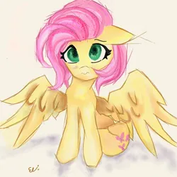 Size: 1280x1281 | Tagged: safe, artist:paintedskies, derpibooru import, fluttershy, pegasus, pony, image, jpeg, looking at you, sketch, solo, traditional art, watercolor painting