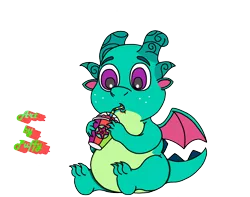 Size: 2500x1968 | Tagged: safe, artist:puffydearlysmith, derpibooru import, sparky sparkeroni, dragon, g5, baby, baby dragon, drink, drinking, drinking straw, freckles, image, male, png, simple background, smoothie, transparent background