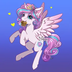 Size: 600x600 | Tagged: safe, artist:lailyren, derpibooru import, princess flurry heart, pony, cute, flurrybetes, food, image, muffin, older, older flurry heart, png, solo