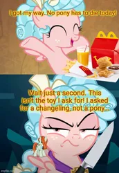 Size: 500x728 | Tagged: semi-grimdark, derpibooru import, cozy glow, queen chrysalis, comic, image, jpeg, mcdonald's