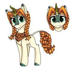 Size: 6880x6380 | Tagged: safe, artist:dacaoo, derpibooru import, oc, unofficial characters only, kirin, braid, curly hair, image, kirin oc, looking at you, png, simple background, smiling, transparent background