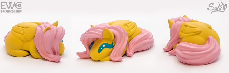 Size: 2000x645 | Tagged: safe, artist:sunny way, derpibooru import, fluttershy, pegasus, pony, 3d print, art, artwork, bun, craft, cute, ewc workshop, female, figurine, happy, image, irl, little buns, painting, photo, png, sculpture, smiling, solo, statue, wings