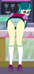 Size: 1900x4166 | Tagged: suggestive, artist:gmaplay, derpibooru import, juniper montage, equestria girls, mirror magic, spoiler:eqg specials, ass, ass up, butt, clothes, female, image, junibum montage, looking back, png, solo, underwear