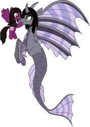 Size: 3502x4913 | Tagged: safe, artist:lightningbolt, derpibooru import, oc, ponified, ponified:kellin quinn, pegasus, pony, siren, .svg available, clothes, cloven hooves, curved horn, derpibooru exclusive, duo, duo male, fangs, fins, fish tail, flying, happy, horn, image, kissing, looking at each other, looking at someone, male, nose piercing, pierce the veil, piercing, png, scales, shirt, show accurate, size difference, sleeping with sirens, slit pupils, smiling, spread wings, stallion, t-shirt, tail, tongue out, vector, vic fuentes, wings