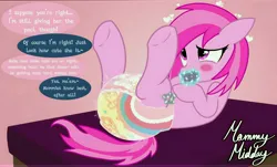 Size: 13656x8240 | Tagged: source needed, suggestive, artist:mommymidday, derpibooru import, oc, oc:mistress, oc:mommy midday, unofficial characters only, earth pony, pony, absurd resolution, blushing, butt, cute, diaper, diaper butt, diaper fetish, diaper usage, female, fetish, floating heart, floppy ears, g4, heart, image, jpeg, lying down, magic, mare, messy diaper, offscreen character, on back, pacifier, peeing in diaper, pissing, poopy diaper, soaked diaper, solo, solo female, telekinesis, underhoof, urine, used diaper, using diaper, wet diaper, wetting diaper