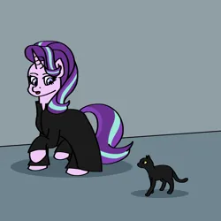 Size: 1500x1500 | Tagged: safe, artist:artevi, derpibooru import, starlight glimmer, cat, pony, unicorn, atg 2023, clothes, female, image, mare, movie reference, newbie artist training grounds, png, the matrix
