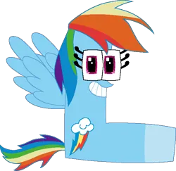 Size: 648x631 | Tagged: safe, artist:worldofcaitlyn, derpibooru import, part of a set, rainbow dash, alphabet lore, crossover, explanation in the description, female, image, l (letter), png, simple background, smiling, solo, transparent background, wings