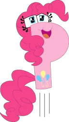 Size: 505x885 | Tagged: safe, artist:worldofcaitlyn, derpibooru import, part of a set, pinkie pie, alphabet lore, crossover, explanation in the description, female, happy, image, jumping, open mouth, p, png, pun, simple background, solo, transparent background
