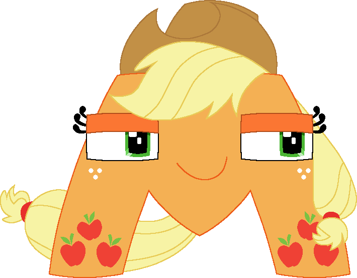 Size: 710x554 | Tagged: safe, artist:worldofcaitlyn, derpibooru import, part of a set, applejack, alphabet lore, applejack's hat, cowboy hat, crossover, explanation in the description, female, freckles, hat, image, lidded eyes, m, png, simple background, solo, transparent background