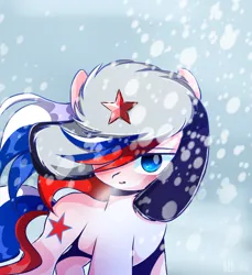 Size: 768x840 | Tagged: safe, artist:diniarvegafinahar, derpibooru import, oc, oc:marussia, ponified, unofficial characters only, earth pony, pony, female, hat, image, mare, nation ponies, png, russia, snow, solo, ushanka, wind, windswept mane, winter