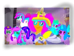 Size: 1080x810 | Tagged: safe, derpibooru import, hitch trailblazer, izzy moonbow, pipp petals, sparky sparkeroni, sunny starscout, zipp storm, g5, the last problem, alternate new mane six (g5), clothes, coronation dress, dress, image, misty brightdawn, png, second coronation dress