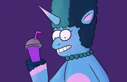 Size: 5100x3300 | Tagged: safe, artist:toonyloo, derpibooru import, unicorn, g5, drink, female, image, jpeg, marge simpson, misty brightdawn, simple background, smoothie, solo, the simpsons