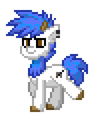 Size: 188x236 | Tagged: safe, derpibooru import, oc, unofficial characters only, earth pony, pony, yeti, pony town, angry, animated, blue hair, blue mane, blue tail, brown eyes, colored hooves, cutie mark, ear piercing, g4, gif, hybrid oc, image, piercing, pixel art, solo, tail, trotting, walking