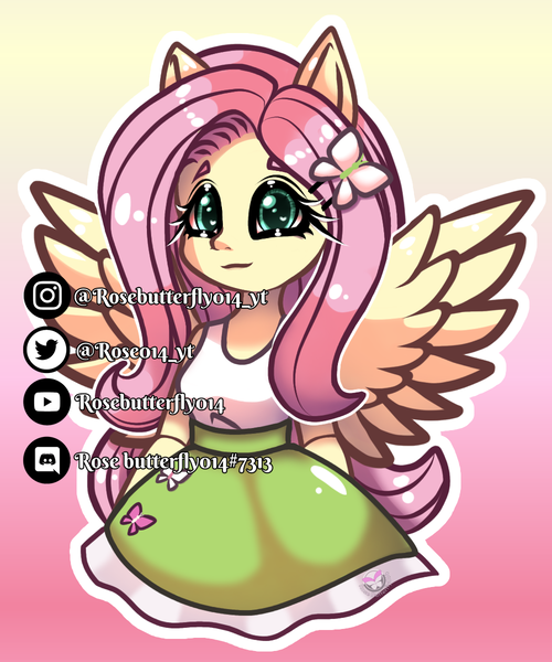 Size: 1000x1200 | Tagged: safe, derpibooru import, fluttershy, human, pegasus, equestria girls, eared humanization, ears, equestria girls 10th anniversary, female, gradient background, humanized, image, obtrusive watermark, pink hair, png, solo, teal eyes, watermark, winged humanization, wings, yellow skin