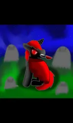 Size: 1600x2680 | Tagged: safe, derpibooru import, oc, oc:comber, pony, black cape, blood, bloody knife, character's shadow, colt, comber, foal, glowing red eyes, grass, gravestone, gravestones, graveyard, gritted teeth, image, infamous, jpeg, knife, knife in mouth, male, night, night sky, red and black oc, red cape, red eyes, serious, serious face, shadow, short mane, short red mane, short tail, sitting, sky, solo, solo male, story:ponyville's biggest threat, tail, teeth, turned head, weapon
