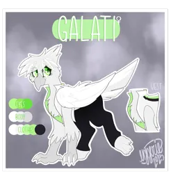 Size: 2212x2250 | Tagged: safe, artist:ezzerie, derpibooru import, oc, oc:galati, unofficial characters only, gryphon, clothes, commissions open, image, pants, png, reference sheet, solo, vest