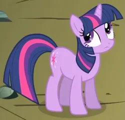 Size: 517x494 | Tagged: safe, derpibooru import, screencap, twilight sparkle, unicorn, dragonshy, season 1, cropped, cute, high angle, image, looking away, looking up, mouth on side of face, png, standing, twiabetes, unicorn twilight