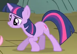 Size: 498x351 | Tagged: safe, derpibooru import, screencap, twilight sparkle, pony, unicorn, dragonshy, season 1, cropped, crouching, faic, female, image, looking at someone, mare, png, unicorn twilight