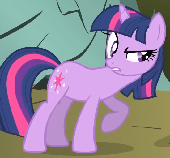 Size: 550x511 | Tagged: safe, derpibooru import, screencap, twilight sparkle, unicorn, dragonshy, season 1, cropped, eyebrows, frown, image, leaning, looking at someone, png, raised eyebrow, raised hoof, unamused, unicorn twilight