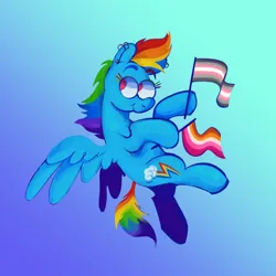 Size: 1280x1280 | Tagged: safe, artist:msponies, derpibooru import, rainbow dash, pegasus, pony, demigirl, demigirl pride flag, ear piercing, earring, female, gradient background, image, jewelry, lesbian, lesbian pride flag, piercing, png, pride, pride flag, solo, spread wings, wings