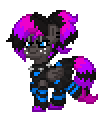 Size: 208x236 | Tagged: safe, derpibooru import, oc, oc:mistyquest, pegasus, pony, pony town, aesthetics, animated, attitude, black, blinking, clothes, collar, colored hooves, emo, fashion, freckles, gif, goth, gothic, gray coat, gray fur, image, jewelry, kneesocks, leg warmers, makeup, multicolored hair, multicolored mane, multicolored tail, necklace, pink hair, pink hooves, pink mane, pink tail, pixel art, ponytail, punk, purple hair, purple hooves, purple mane, purple tail, sassy, scene, skirt, socks, solo, spiked collar, striped skirt, tail, thigh highs, trotting, walking