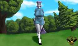 Size: 7680x4536 | Tagged: safe, artist:tsaritsaluna, derpibooru import, maud pie, anthro, earth pony, pony, clothes, dress, female, forest, image, looking at you, mare, png, solo, tree