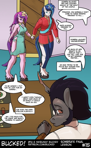 Size: 634x1024 | Tagged: suggestive, artist:bucked, derpibooru import, king sombra, princess cadance, shining armor, alicorn, anthro, shadow pony, unicorn, comic:sombra's final lesson, breasts, comic, image, jpeg