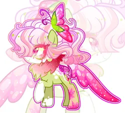 Size: 3084x2788 | Tagged: safe, artist:anno酱w, derpibooru import, oc, unofficial characters only, butterfly, earth pony, insect, pony, adoptable, base used, clothes, flower, image, one eye covered, png, ponytail, raised hoof, scarf, solo, tattoo