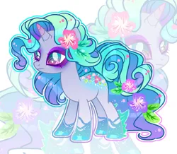 Size: 3368x2932 | Tagged: safe, artist:anno酱w, derpibooru import, machine learning assisted, oc, unofficial characters only, pony, unicorn, ai content, base used, eyelashes, eyeshadow, fins, flower, image, leaves, makeup, png, solo, unhappy