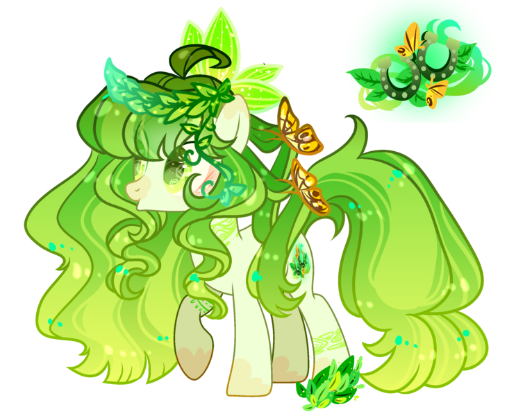 Size: 2742x2253 | Tagged: safe, artist:anno酱w, derpibooru import, oc, oc:ivy hoofprint, unofficial characters only, butterfly, insect, base used, blushing, cutie mark, forest, green eyes, image, leaf, leaves, monarch butterfly, png, raised hoof, simple background, solo, tattoo, transparent background, tree, tree branch