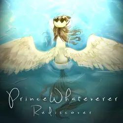 Size: 1080x1080 | Tagged: safe, artist:chocori, derpibooru import, oc, oc:prince whateverer, unofficial characters only, pegasus, pony, album cover, crown, flowing mane, flowing tail, image, jewelry, jpeg, large wings, overhead view, princewhateverer, regalia, solo, spread wings, tail, water, wings