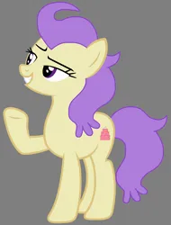 Size: 1560x2052 | Tagged: safe, artist:star polaris and friends, derpibooru import, cream puff, earth pony, pony, base used, female, gray background, headcanon, image, mare, offspring, older, png, purple eyes, raised hoof, simple background, solo