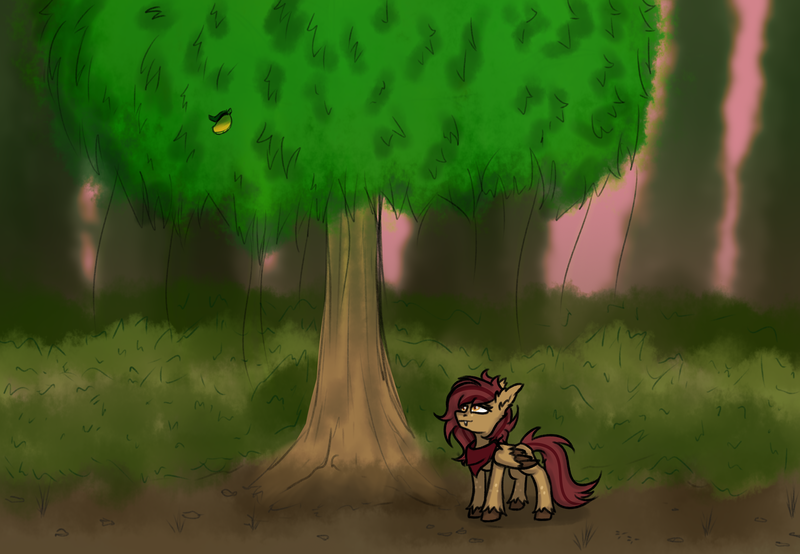 Size: 2925x2025 | Tagged: safe, artist:ashel_aras, derpibooru import, oc, unofficial characters only, bat pony, pegasus, pony, food, forest, forest background, image, mango, png, simple background, sketch, solo, tree